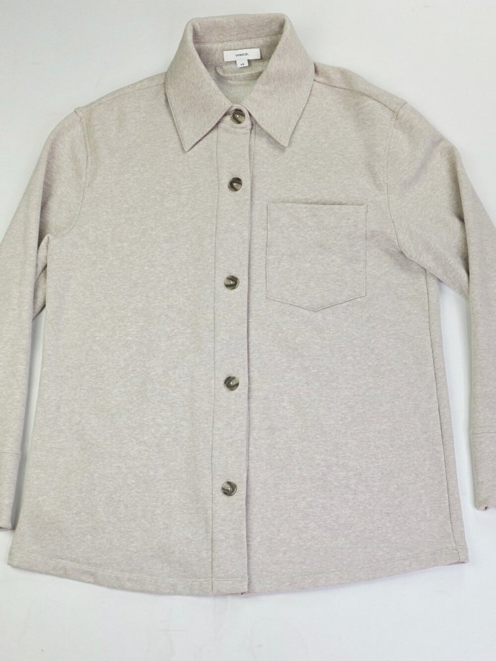 VINCE Oversize Shirt Jacket Shacket Womens Size Large Beige Sand Long Sleeve